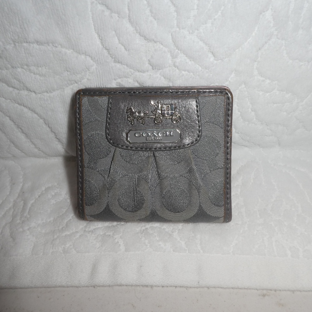 Small coach gray leather wallet